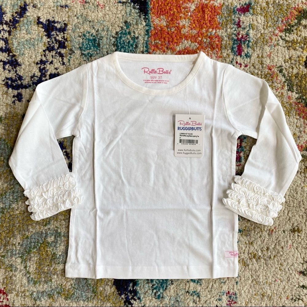 Ruffle Butts White Ruffled Long Sleeve Layering Tee